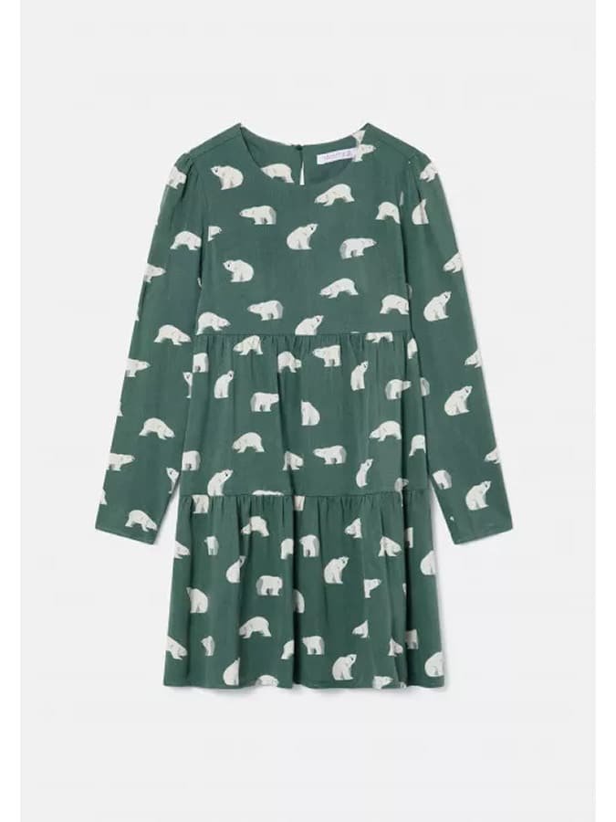 Compania Fantastica Polar Bear Print Long sleeved Gathered Mini Dress 3