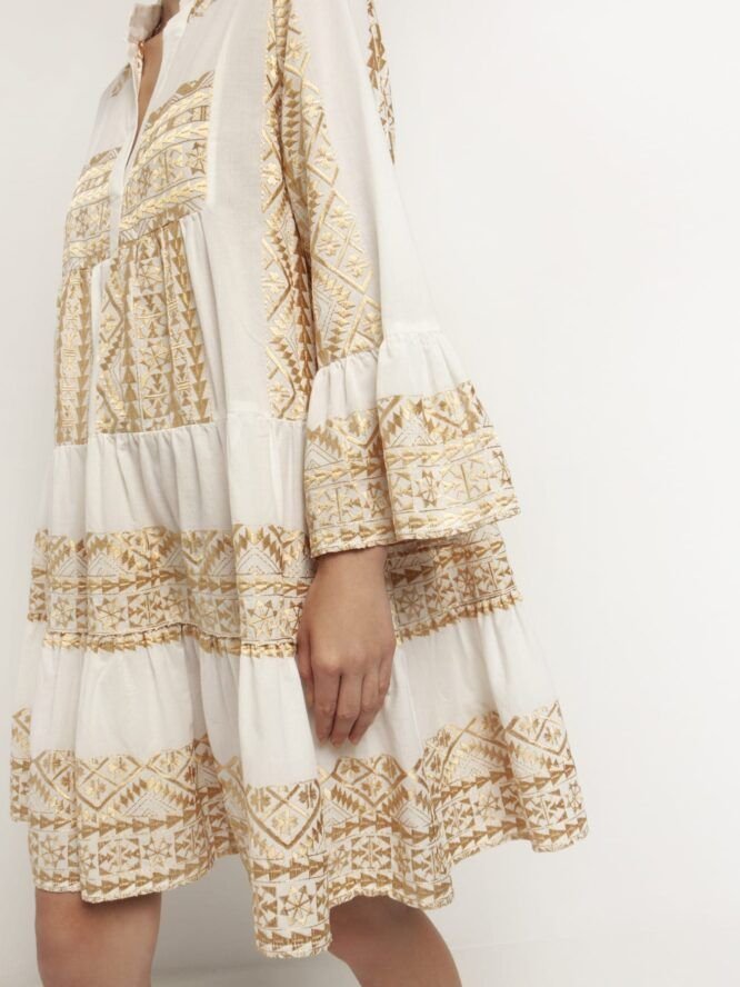 Kori Embroidered Handmade Greek Designers Boho Mini White