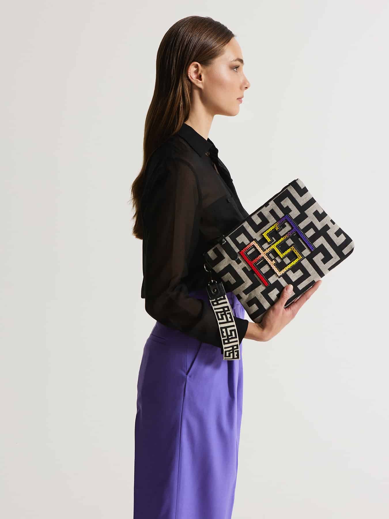 Ames Bags EOS Clutches Multicolour Logo Beige 1