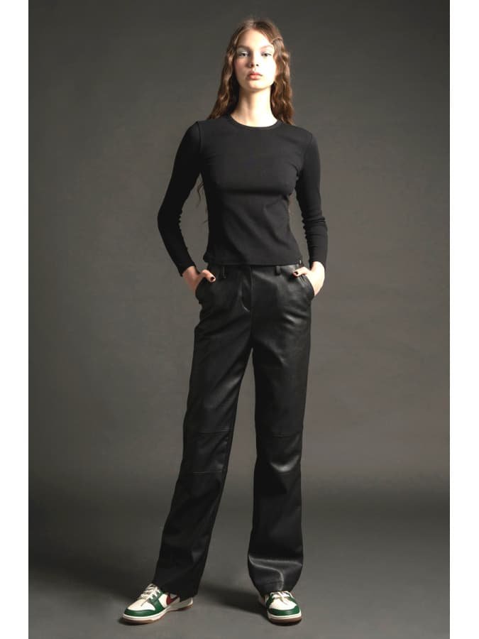 Peace and Chaos Libre Straight Pants black Eco Leather 2 Peace and Chaos Libre Straight Pants black Eco Leather 2