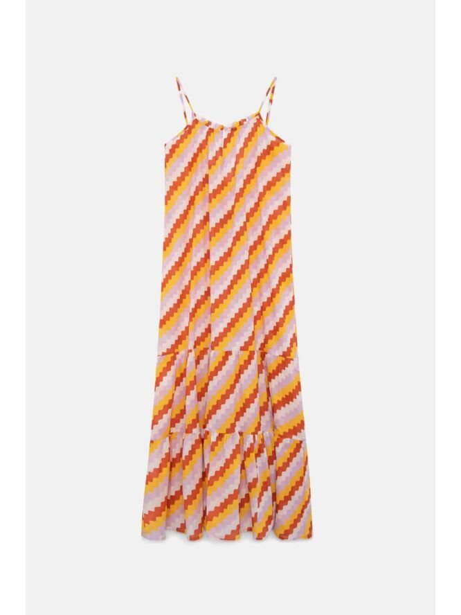 Compania Fantastica Zigzag printed long strap dress