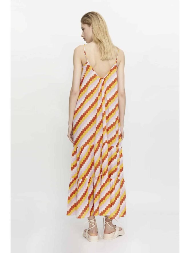Compania Fantastica Zigzag printed long strap dress