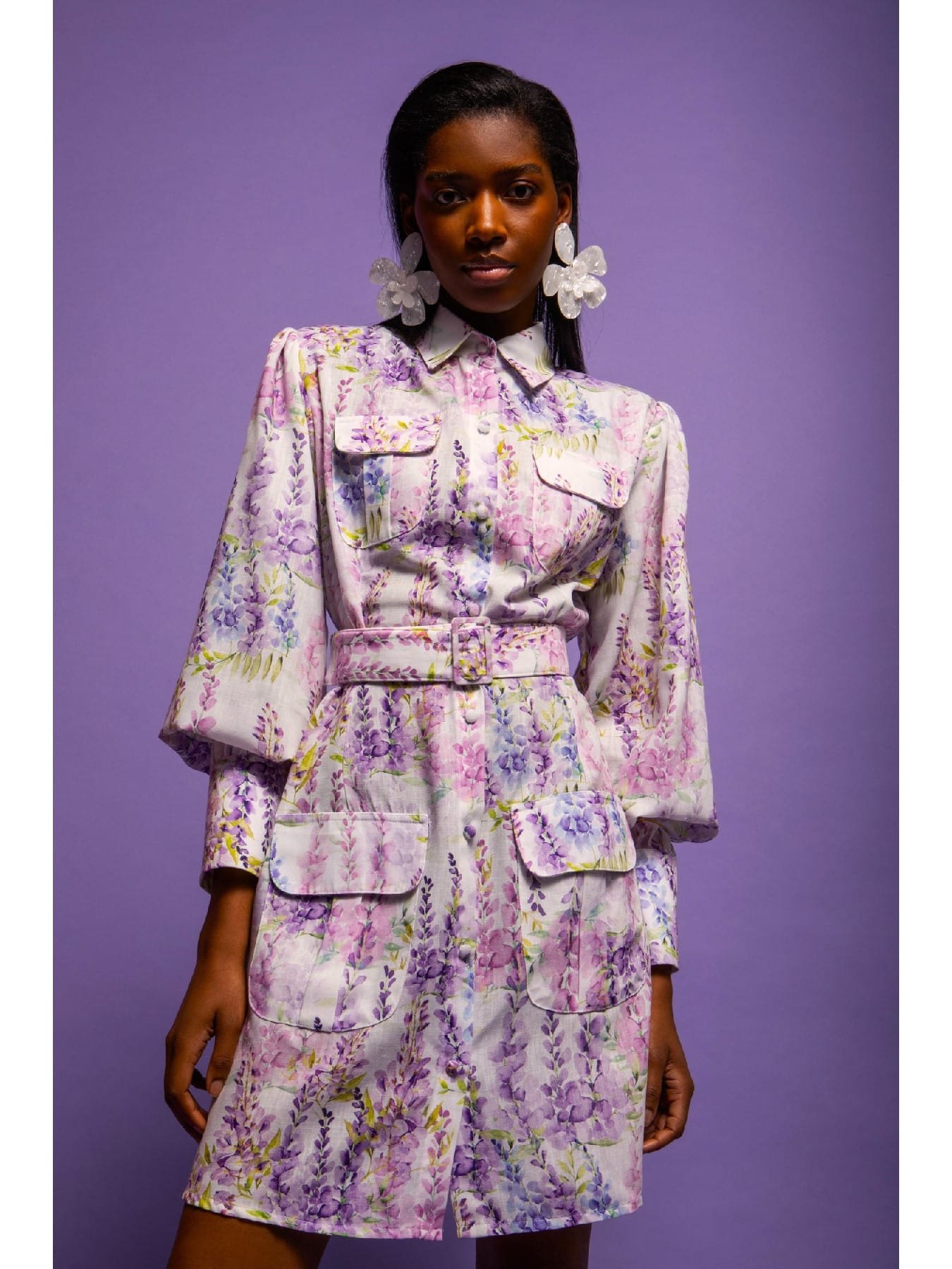 Eveleya Bianca Mini Linen Dress With Belt