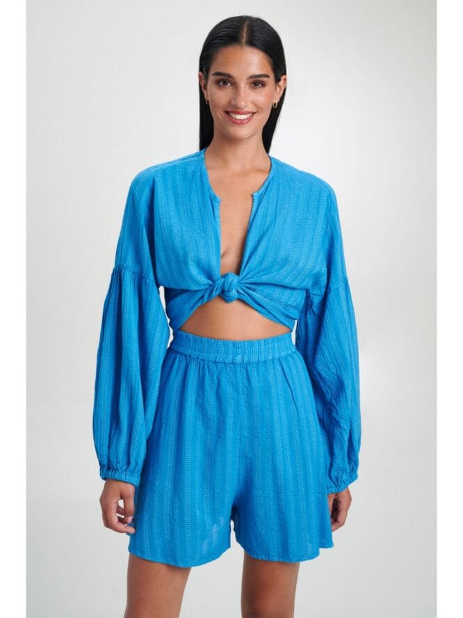 August Resortwear S25A3000  Υφαντό Τοπ Μπλέ